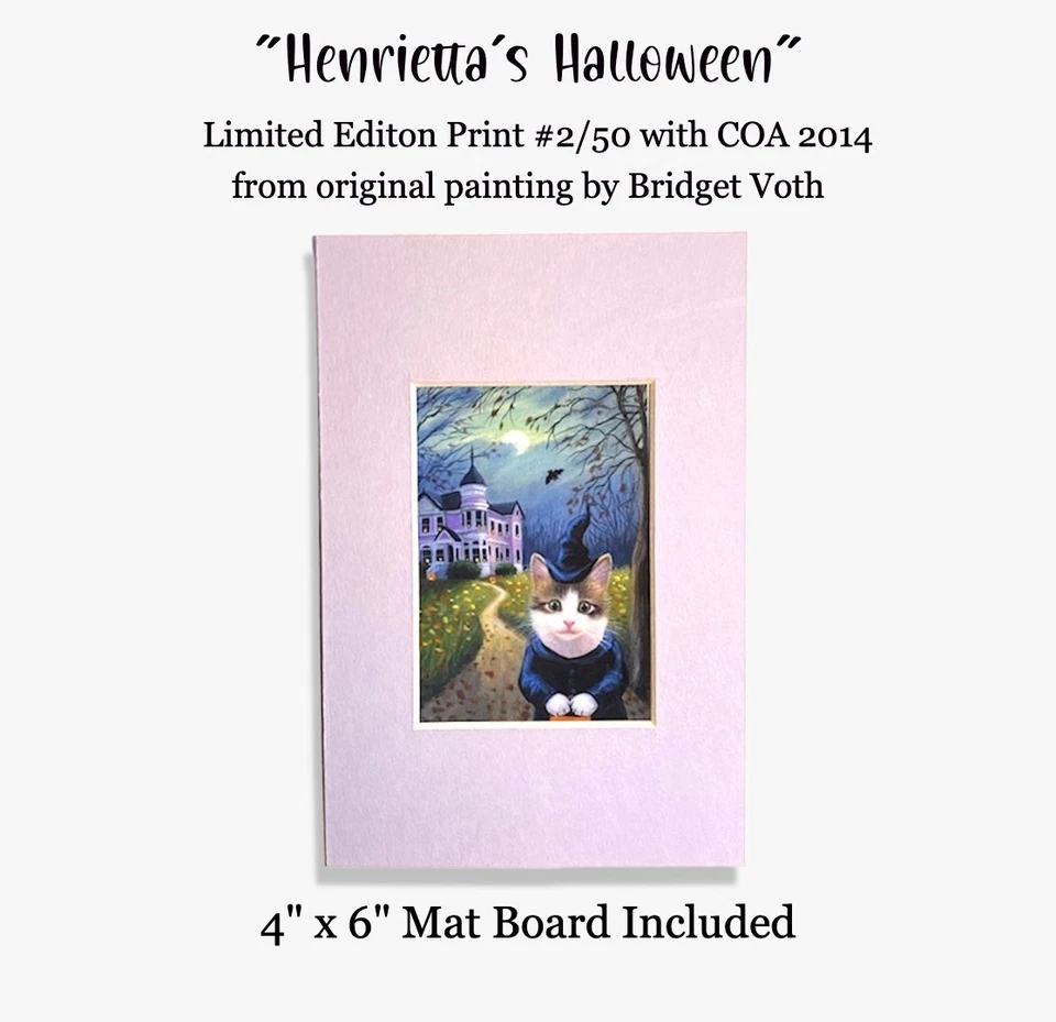ACEO Original LE #2/50 Print Cat Witch Victorian Halloween by Bridget Voth 2014 - Image 4 of 4