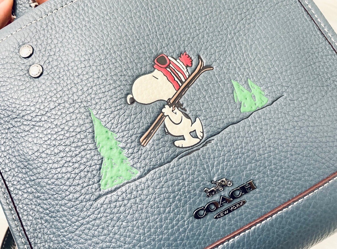 NWT Coach X Peanuts Dempsey Tote 22 With Snoopy Ski Motif CE849 | eBay