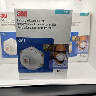 3M N95 8511 Particulate Respirator Face Mask w Valve, Box Of 3 30 Masks ...
