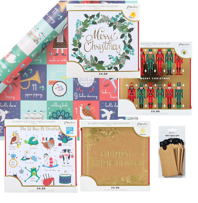 Weihnachtskarten und Geschenkverpackung. 32 Karten, 6 Rollen und 20 Etiketten. Paperchase Marke