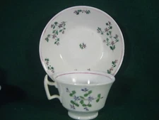 French Sprig Cup Saucer 1815-1820 Staffordshire Pink Luster English Porcelain  B
