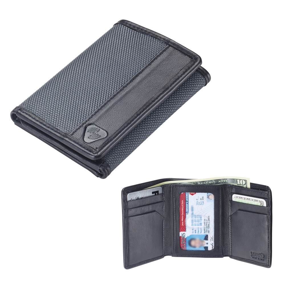 RFID Blocking Wallet Mens Tri-Fold Leather Card Security Safe Lewis N Clark  New 7795735140918 | eBay