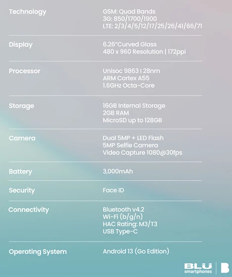 (USED) BLU G33 (G0890UU) (2023) 16GB (GSM Unlocked) Dual SIM Android Smartphone - Image 3 of 3