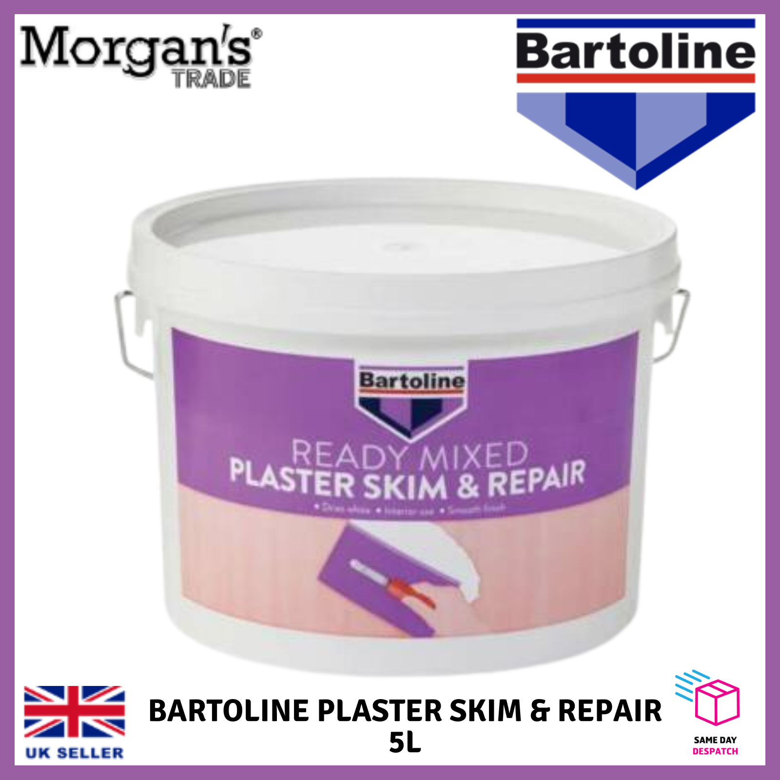 Bartoline Ready Mixed Plaster Skim & Repair Interior Walls & Ceilings 2