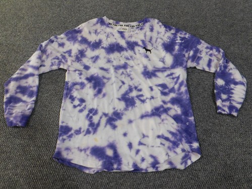 Victoria Secret Pink Sweatshirt medium purple crewneck pullover women geometric - Picture 3 of 15