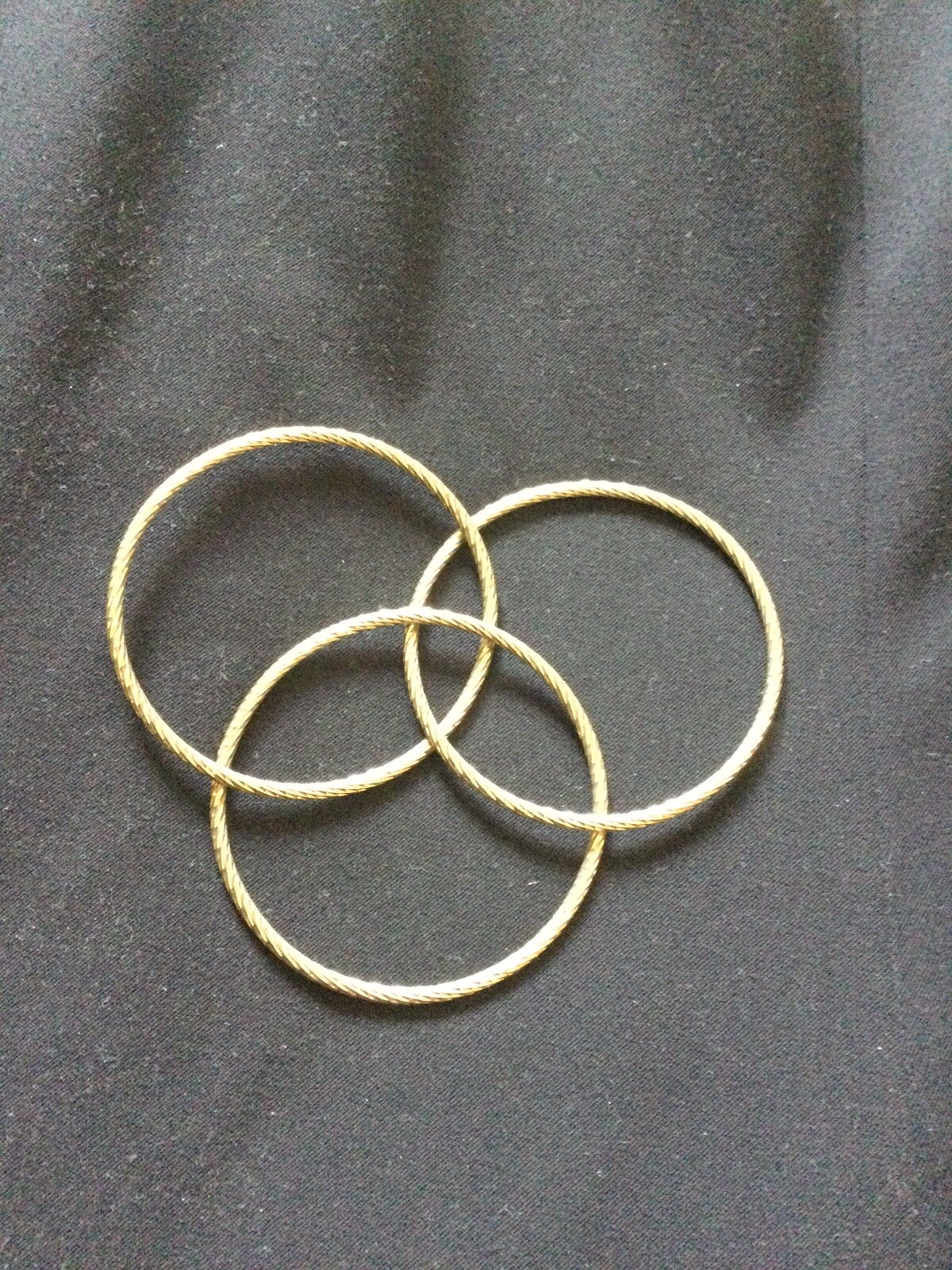 Three Gold-Tone, Interlinked Bangle Bracelets Wom… - image 1