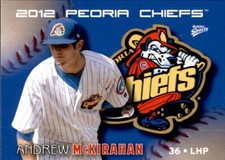 2012 Peoria Chiefs Multi-Ad #20 Andrew McKirahan Georgetown Texas Baseball Card