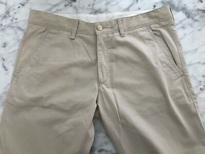Men's HUGO BOSS Crockett1-W Light Khaki 100% Cotton Pants Trousers W34 L34 