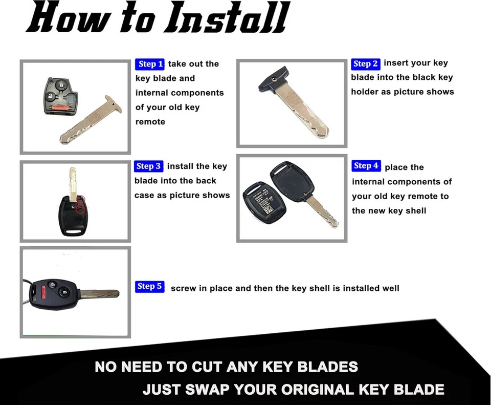 Kit de reparación X2 hágalo usted mismo para Honda Pilot 2005-2008 3 botones RK ESTUCHE + DESTORNILLADOR Foto 3 de 4