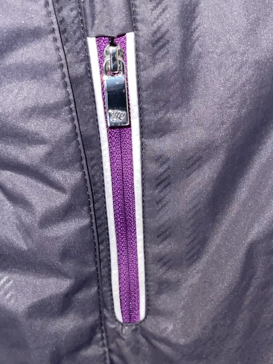 ZeroXposur Jacket Coat Women s Small Gray Purple 2 Zippers Snap NO HOOD Attached