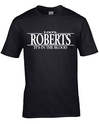 Roberts Surname Mens Tee T-Shirt Family Name Novelty Funny Gift T shirt Tshirts