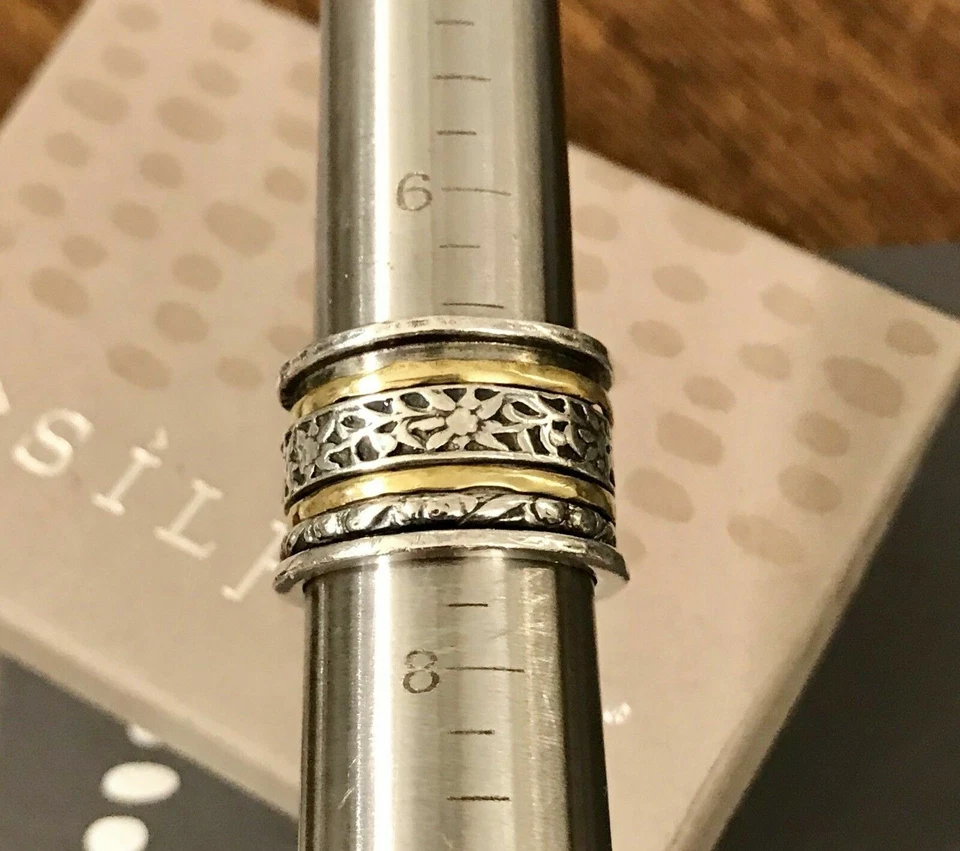 Anillo Giratorio Silpada R2293 Talla 7 Giratorio Plata de Ley 925 Oxidada y Latón Foto 3 de 4