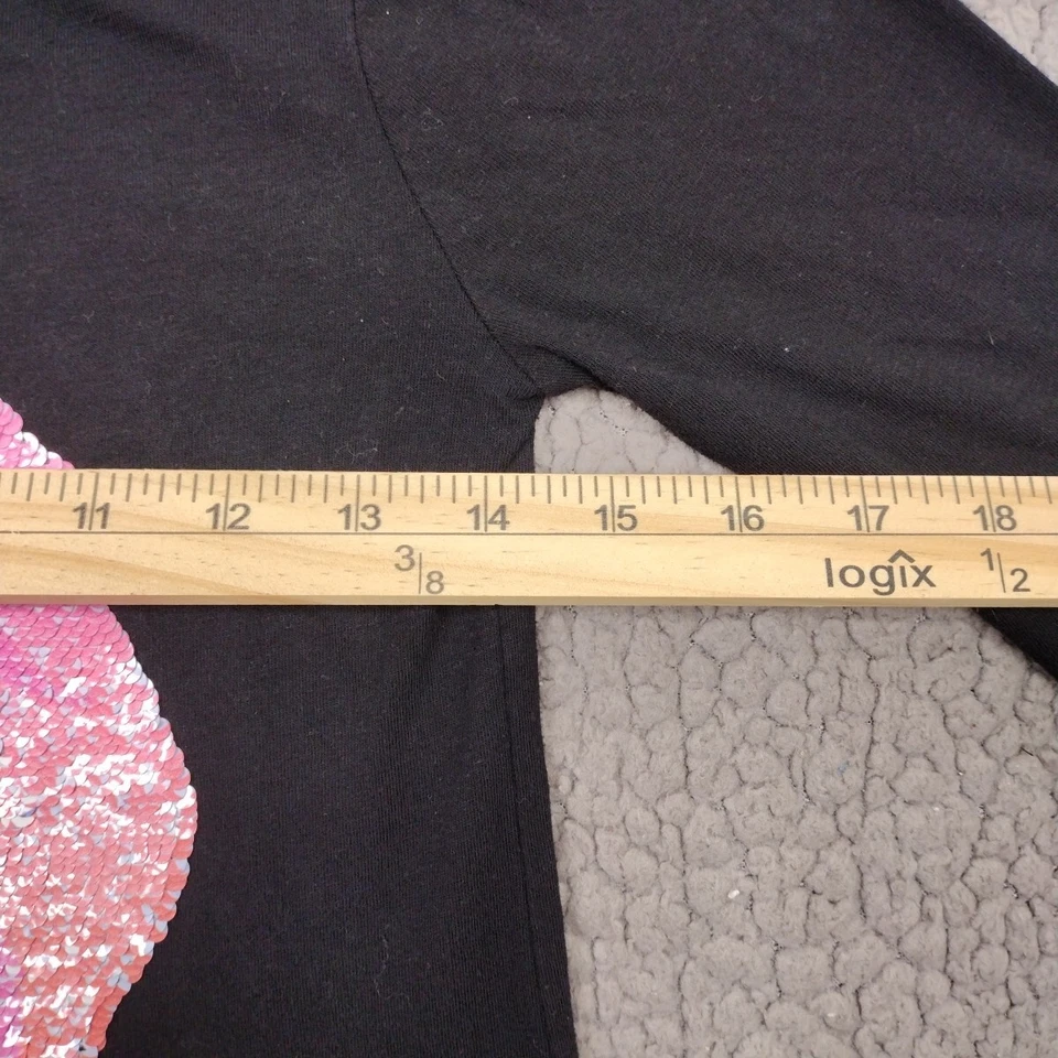 Camisa Total Girl Niñas Grande (14) Unicornio Negro Reversible Lentejuelas Envolvente Parte Inferior Foto 4 de 4