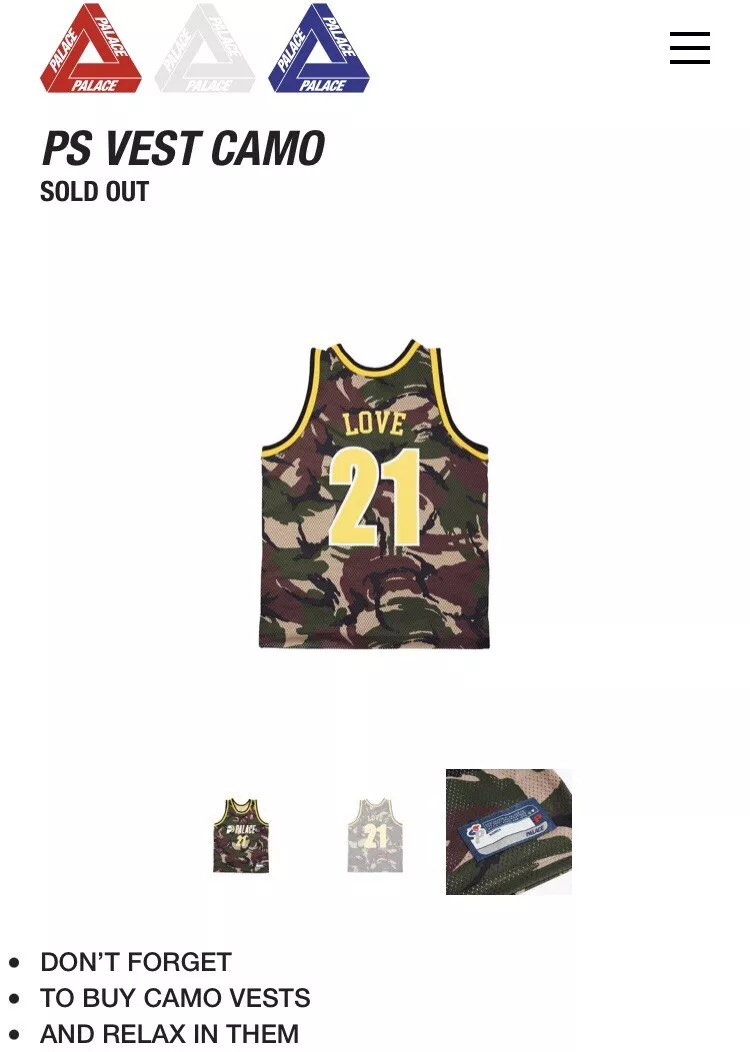 PALACE SKATEBOARDS PS VEST CAMO SIZE LARGE L SUMMER 2021 | eBay