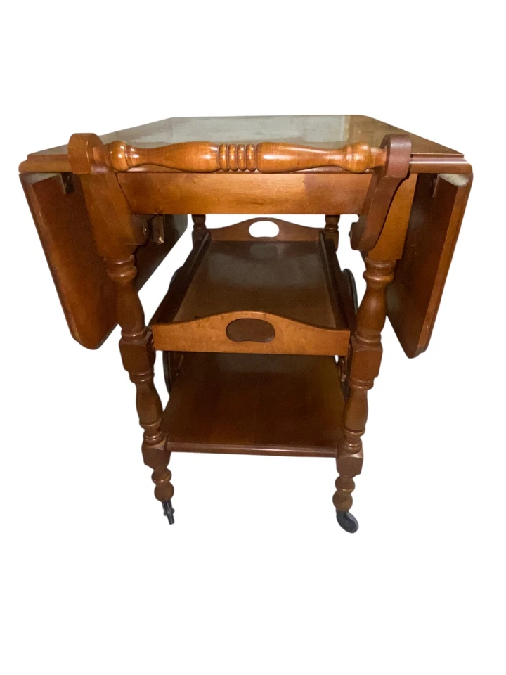 Carro para servir té Mid-Century hoja caída caoba con bandeja para servir desmontable Foto 4 de 4