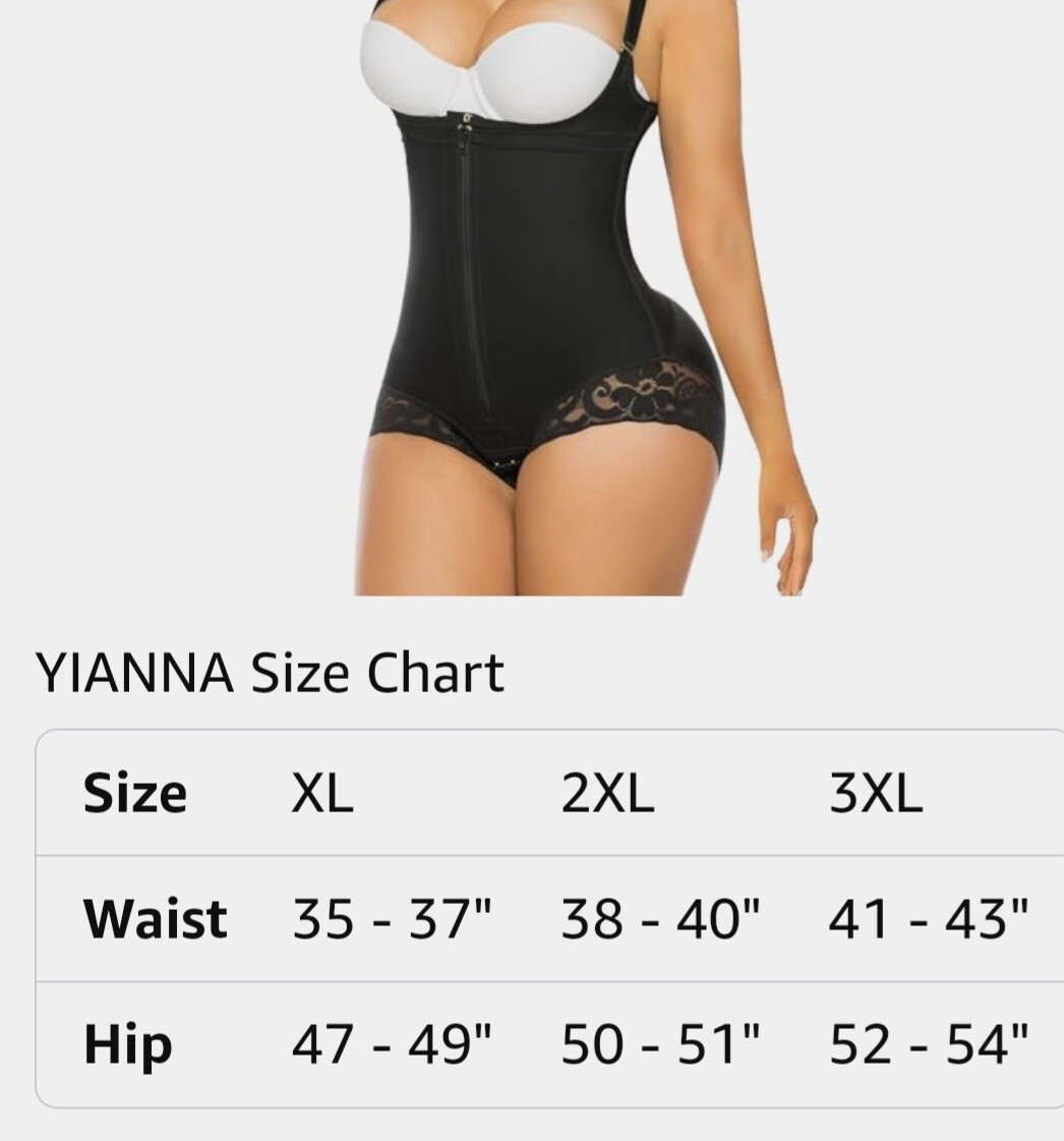 YIANNA Plus Size 2XL Black Tummy Control Body Shaper Butt Lifter Bodysuit