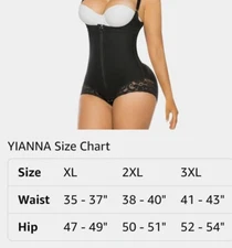YIANNA Plus Size 2XL Black Tummy Control Body Shaper Butt Lifter Bodysuit 