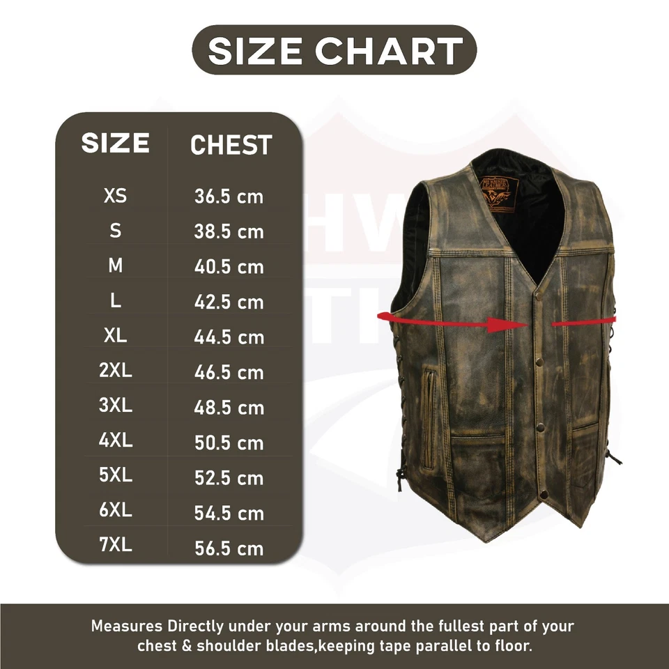 Chaleco de montar de cuero marrón envejecido para motocicleta para hombre con pistola interior MLM3540BEIGE Foto 2 de 4