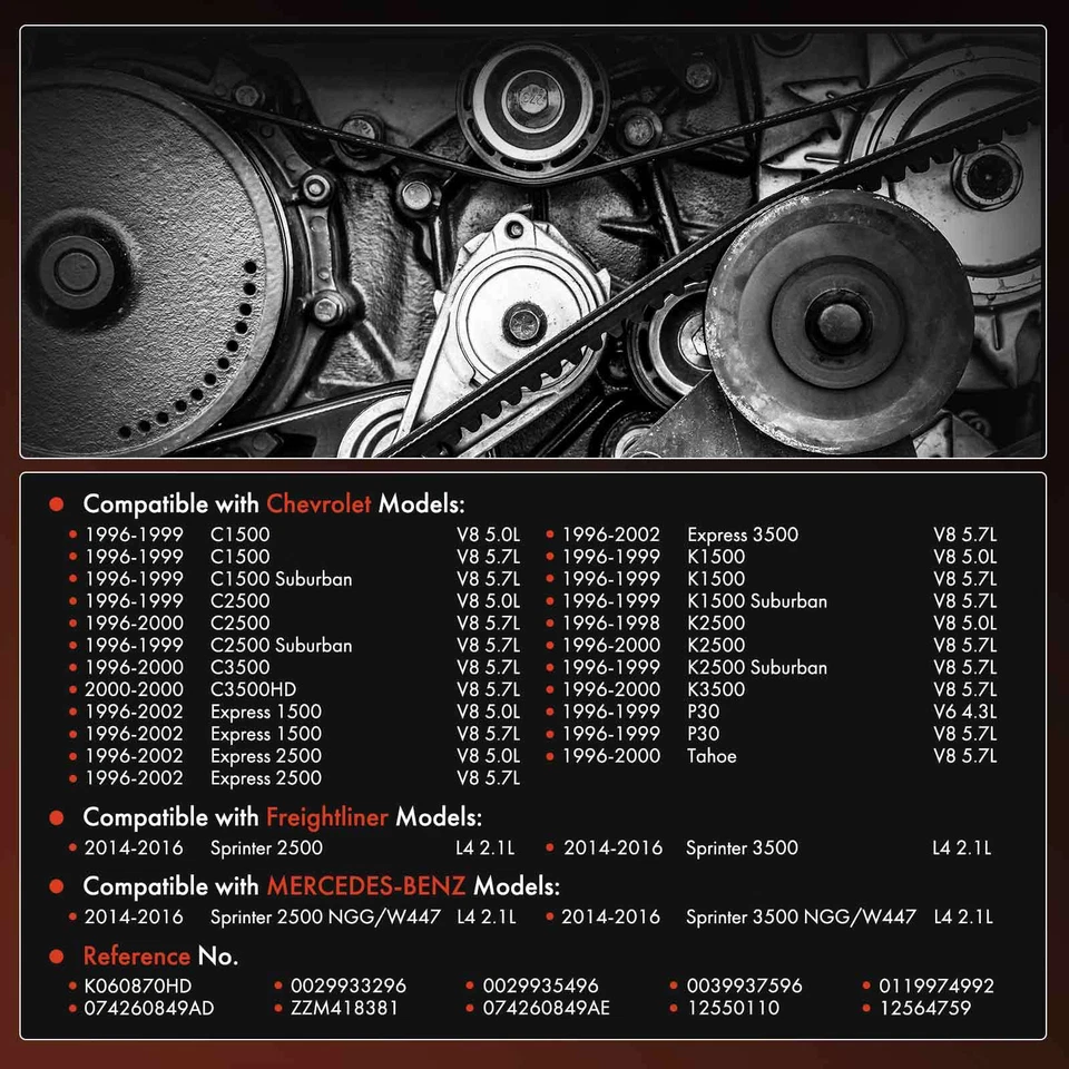 Cinturón serpentino de alta resistencia 87,03" para chasis personalizado GMC Freightliner Workhorse Foto 4 de 4