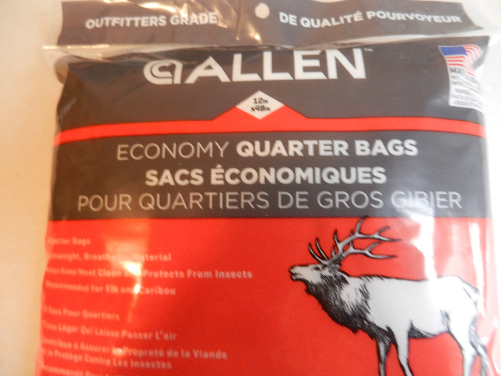 Allen Big Game 4 Quarters Bags; Elk, Moose, Caribou; Each bag 12" x 48