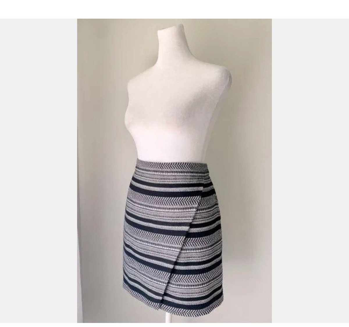 NWT J CREW SZ 0 00 WRAP LOOK SKIRT SHORTER LENGTH BLACK & WHITE | eBay display picture 1