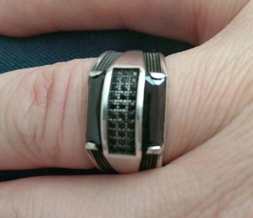 Anillo de plata de ley 925 para hombre con piedra de circón negro hecho en TURQUÍA ENVÍO GRATUITO Foto 4 de 4