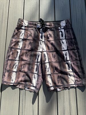 Oxide Men s Sz 36 Surf/Swim Board Shorts ~Black/White/Gray/Green Grafitti ~