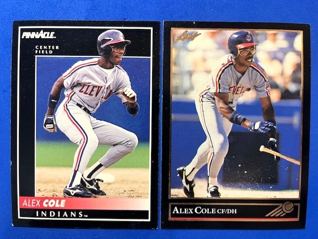 Alex Cole 1992 Pinnacle & 1992 Leaf Gold Edition - Indians