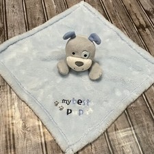 BABY GEAR Lovey My Best Pup Dog Plush Security Blanket Blue Gray Bones 14  x14  