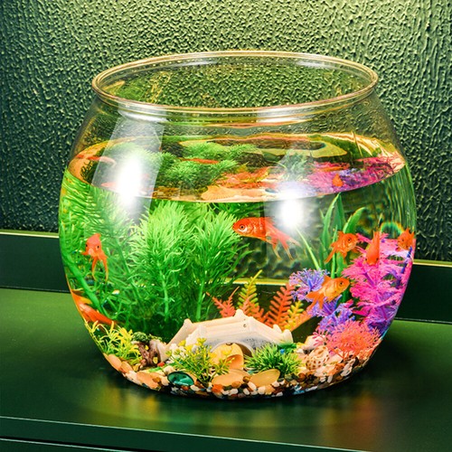 Fish Bowl Transparent Round Fish Tank Desktop Small Aquarium Clear Goldfish