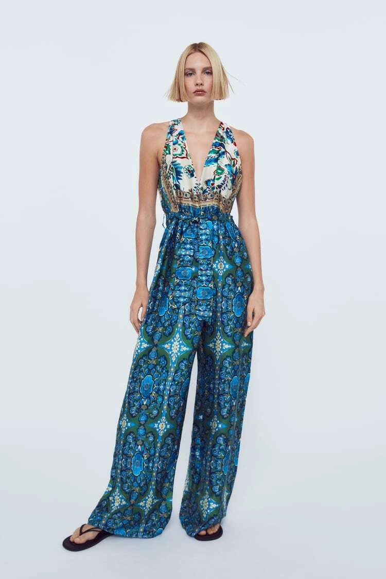 ZARA MULTICOLOURED PRINT JUMPSUIT