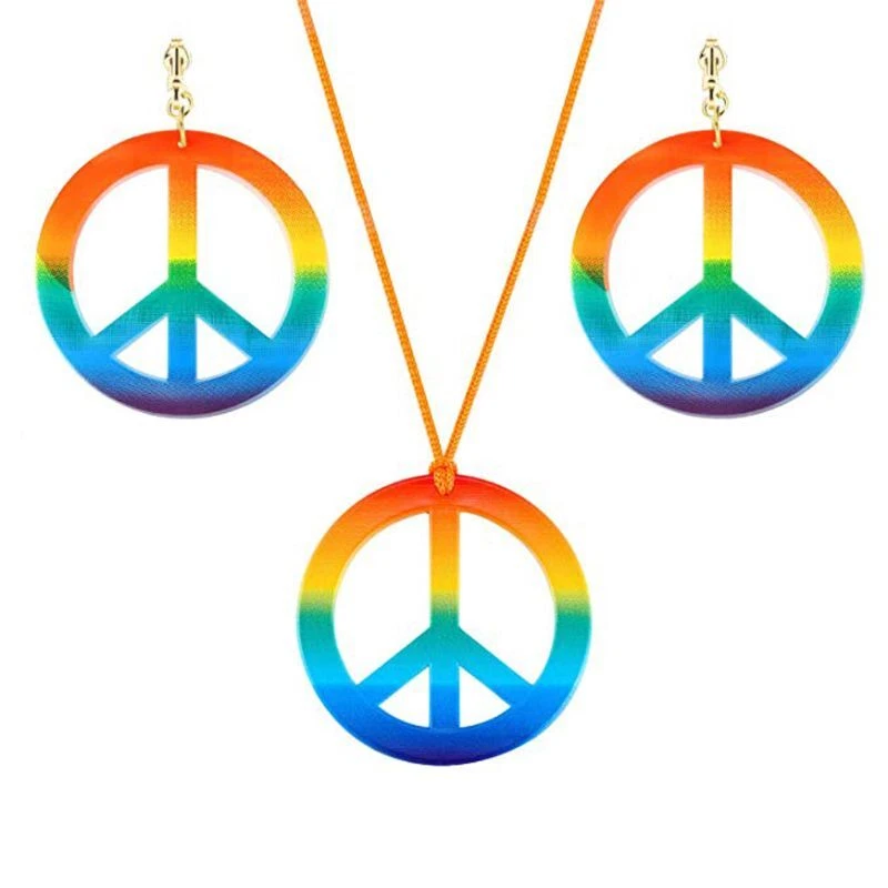 Rainbow peace sign best sale necklace