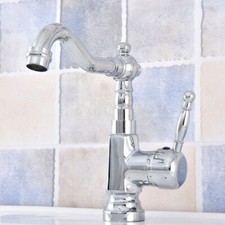 Chrome Brass Deck Mounted Single Handle Hole Bathroom Sink Faucet Mixer Tap
