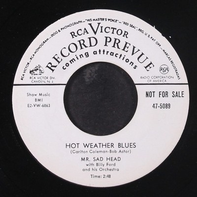 MR. SAD HEAD: Hot Weather Blues / Sad Head Blues RCA 7'' Single 45 UPM