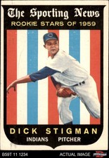 1959 Topps #142 Dick Stigman Indians RC STAR 6 - EX/MT