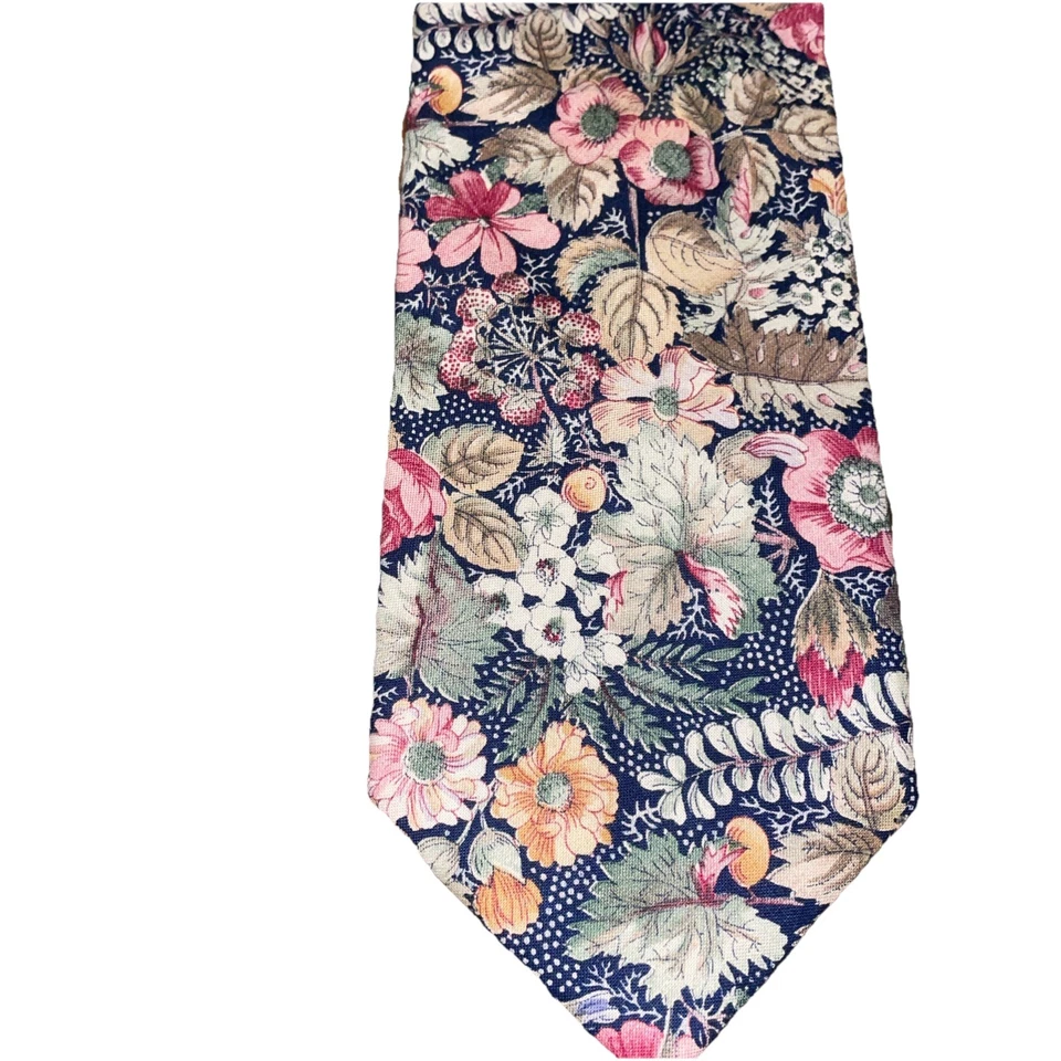 Windsor Cotton Floral Tie Green/ Pink Multicolor - Made In USA - Image 2 of 4