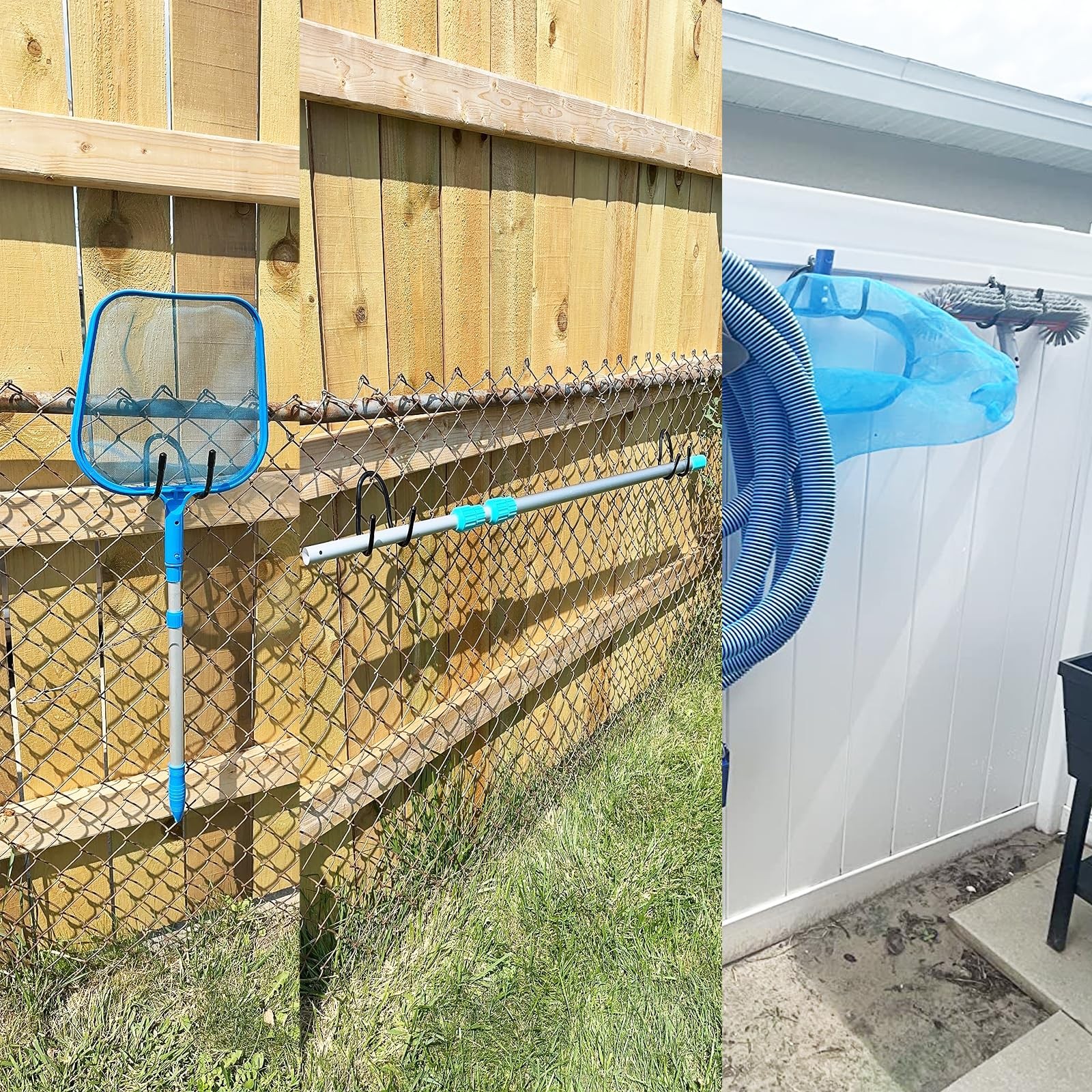 2 Pack Pool Pole Hanger/Hook Cleaning Tool Holder and Organizer for Poles