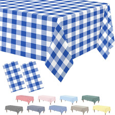 2 Pack Blue Gingham Tablecloth, 54 x 108 Inches Blue and White Checkered Tablecl
