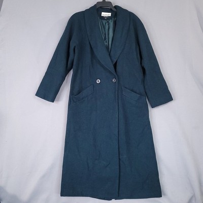 DAVID BENJAMIN Women's Dark Green Wool Coat Size 6 Lined Double-Breasted