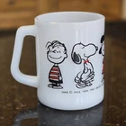 Vintage Federal Milk Glass Peanuts Snoopy Linus Charlie Brown Coffee Mug Lucy