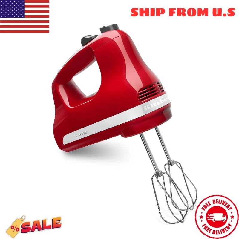 KitchenAid KHM512ER 5-Speed Hand Mixer in Empire Red Brand New