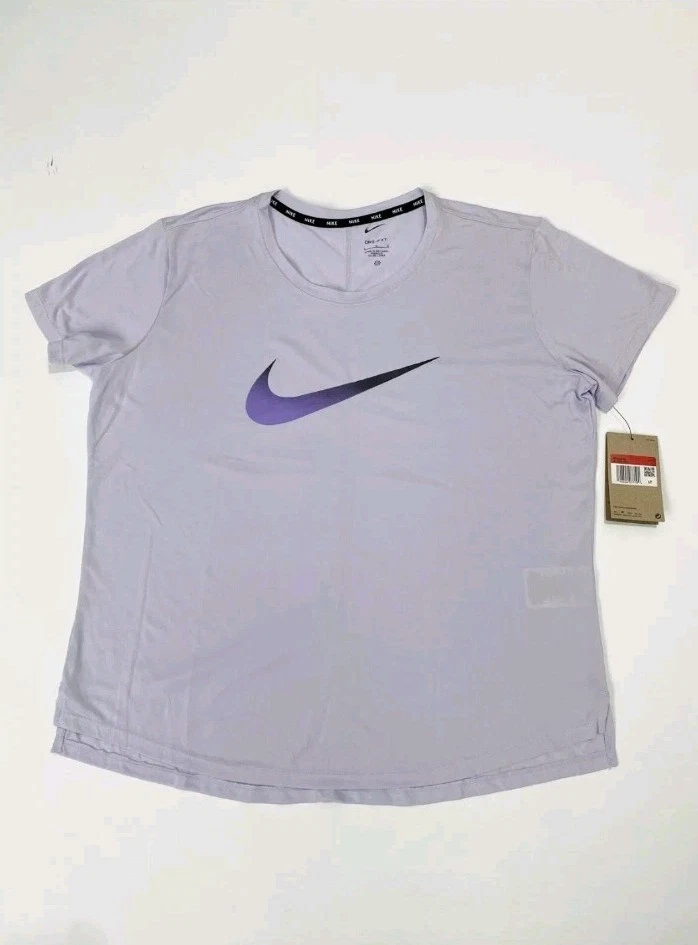 Nike Womens Dri-FIT One Short Sleeve Running T-Shirt Style Purple Size L