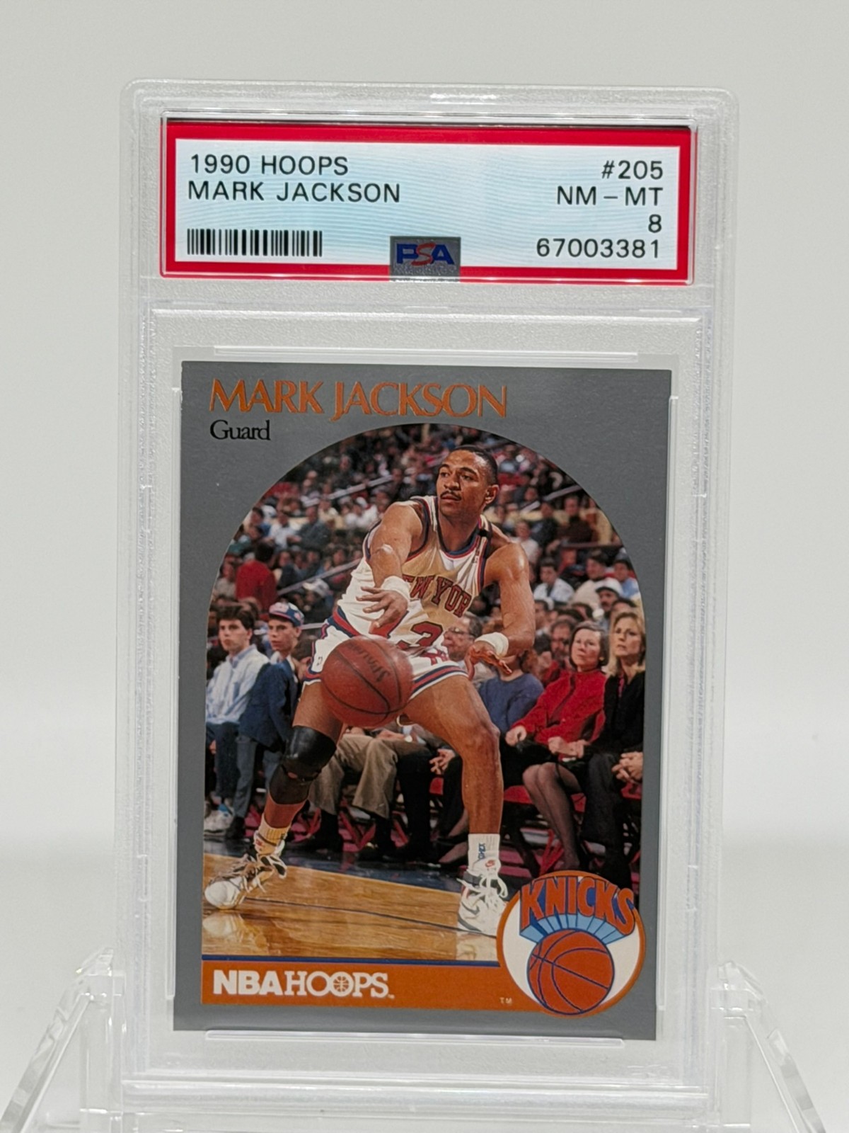 1990 NBA HOOPS #205 MARK JACKSON Knicks Menendez Brothers PSA 8