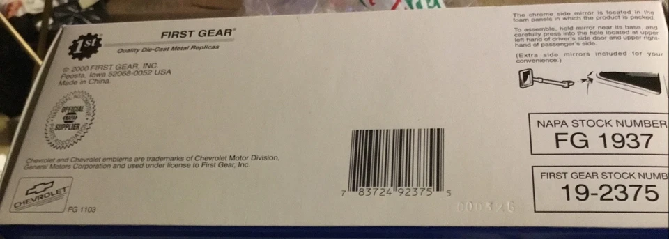 NAPA 1st Gear Diecast 1937 Chevrolet Tow Truck/2nd in Series/#192375/Mint NIB - Image 4 of 4