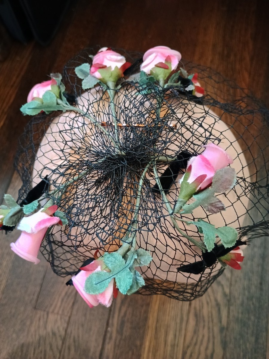 Vintage 1960s Colorful Flower Whimsy Hat With Veil | eBay display picture 3