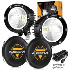 AUXBEAM 4" Round LED Driving Light Bar SPOT Pods Work Lamp & Black Cover Shield