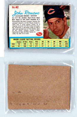1962 Post #42 John Romano  HAND CUT VG