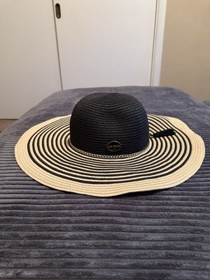 Jacobson Wide Brim Hat Two Tone Striped with removable Las Vegas pin