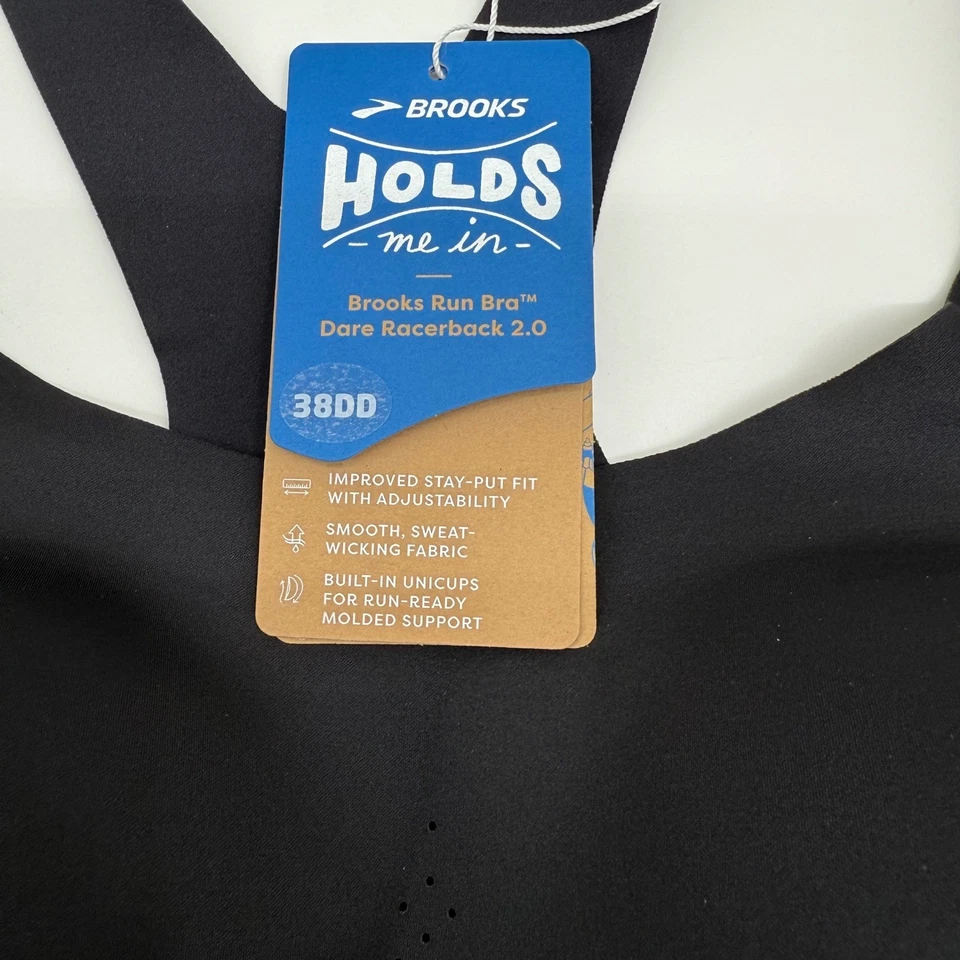 Sujetador deportivo Brooks Run Dare Racerback 2.0 negro talla 38DD ajustable Foto 2 de 4