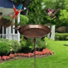 Outdoor Bird Feeder Iron Art Weatherproof Bird Bath for Patio Lawn Outside